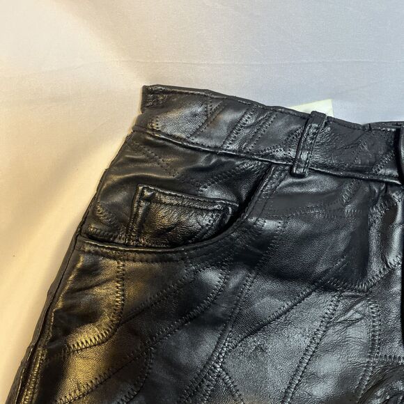Black Leather Shorts Size 12 Giovanni Navarre Vintage 2002 Italian Stone NOS NWT - Picture 5 of 9